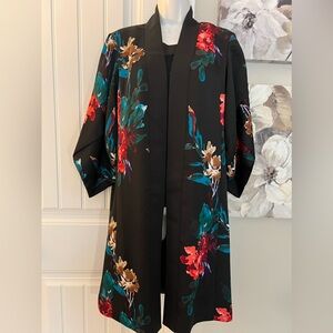 NWOT CHICOS FLORAL PRINT TULIP SLEEVE DUSTER TOPPER JACKET RHUANA SZ 4-6